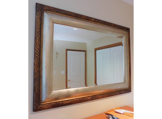 Fabulous Two Toned Large Mirror With Silver And Gold Toned Frame