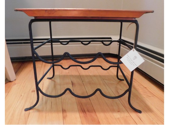 Wrought Iron Wine Rack With Removable Copper Tray Top