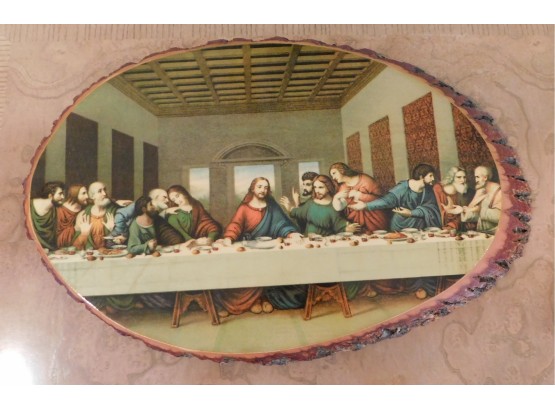 Rustic Tree Slab Artwork - The Last Supper - With Hanging Hook