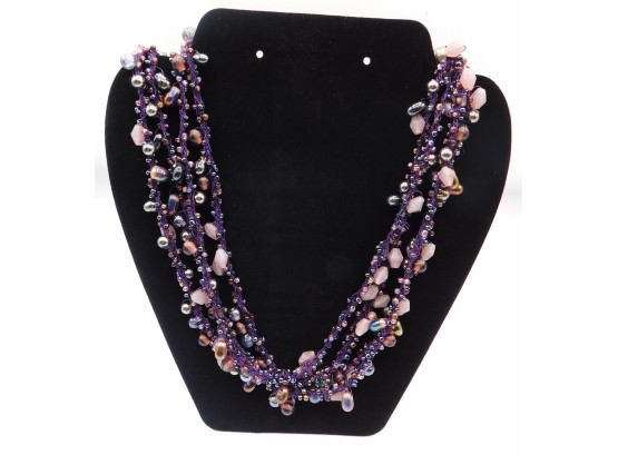 Lovely Purple Beaded Costume Jewelry Necklace