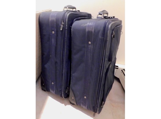 Pair Of 2 Matching Navy Blue American Tourister Suitcases