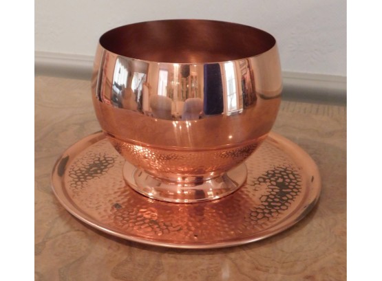 Matching Set Of Copper Bowl And Small Tray