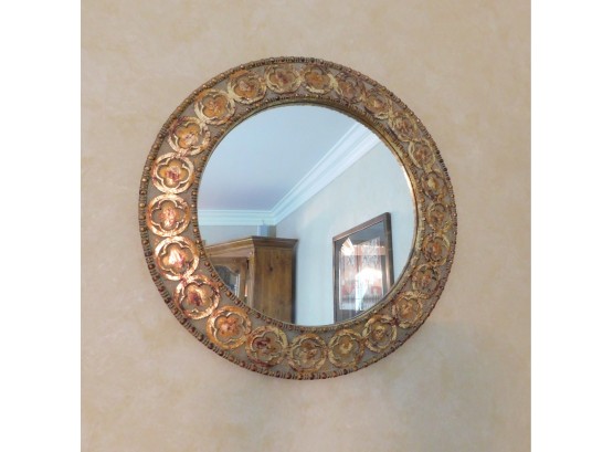 Decorative Gold Tone Frame Small Round Wall Mirror