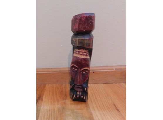 Signed Wooden Primitive Tribal Statue Sculpture Tiki Bar Totem Figurine Hand Carved