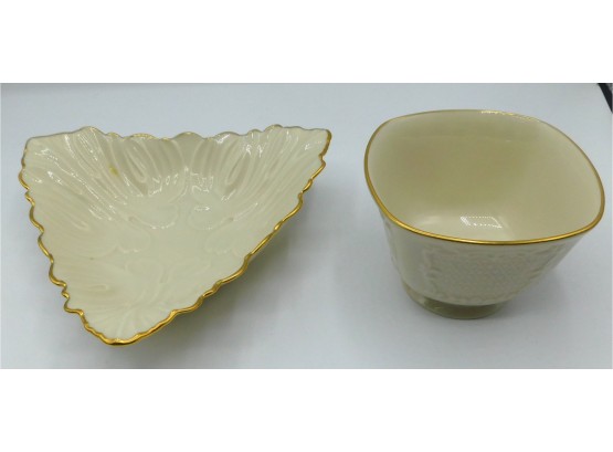 Vintage Lenox Porcelain Trinket Dish And Bowl