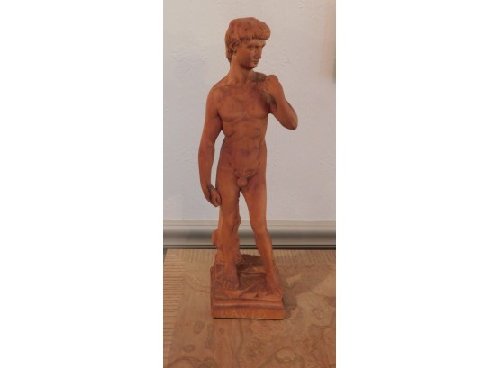 Hand Carved Wooden Sculpture Of Michelangelo's  David Statue
