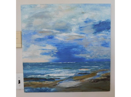 Vibrant Seascape - Signed Lorraine Canvas Oil Painting