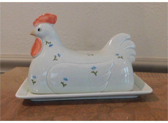 Otagiri - Hand Painted Ceramic Chicken Butter Dish