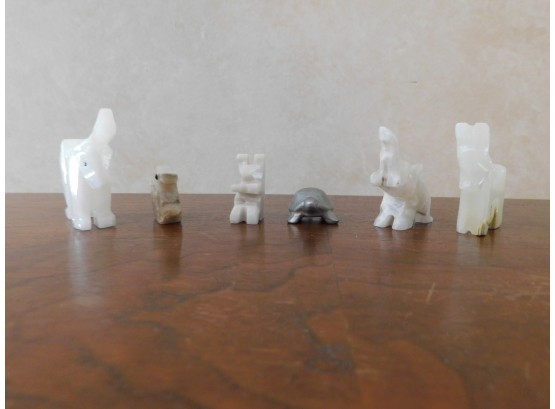 Lot Of Decorative Cut Marble Animal Figurines (4) And Turtle Figurine (1)