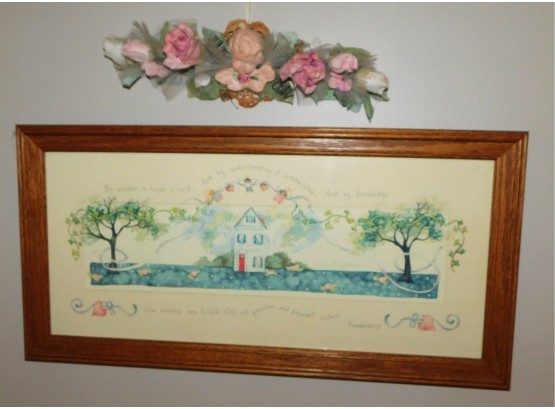 Home Sweet Home Framed Print With Hanging Faux Flowers