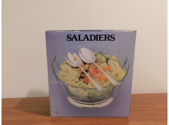 Saladiers - Silverplated Salad Bowl And Serving Spoon Set