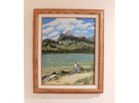 Canvas Artwork In Wooden Frame - Signed Arlene