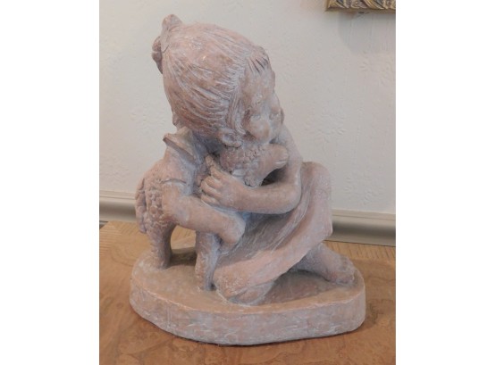 Decorative Statue Of Little Girl With Lamb