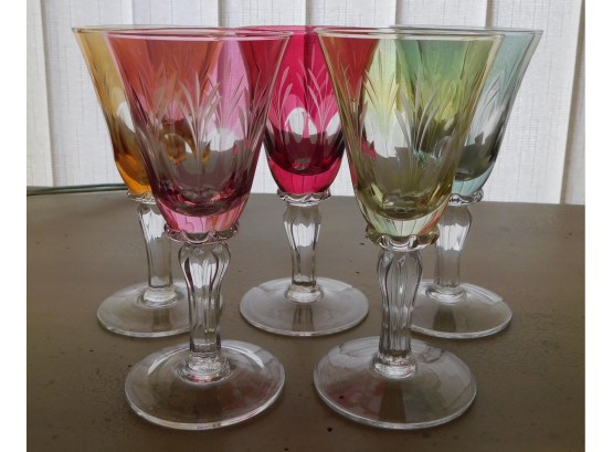 Colorful Cordial Glasses Set Of 5