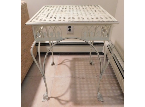 White Painted Square Metal Wire Table