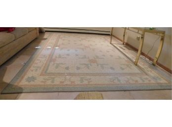 Beige Area Rug With Blue And Red Floral Print