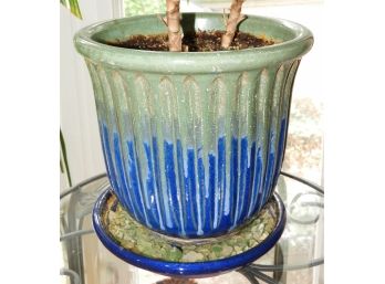Ceramic Blue & Green  Flower Pot