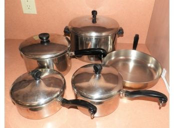Farberware Set Of 5 Stainless Steel Pots & Pan