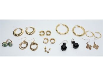Assorted Costume Gold-tone Earrings - 10 Pairs