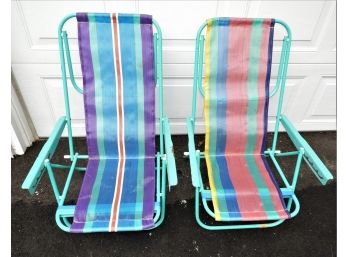 Light Weight Set Of 2 Striped Beach Chairs