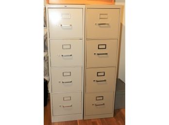 Set Of Two Vertical 4-drawer Metal File Cabinets