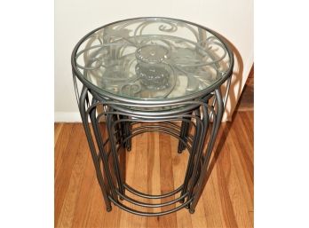 Nesting Tables -Glass & Metal Set Of 3