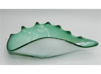 Lovely Green Blown Glass Decorative Bowl