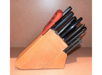 Assorted Kitchen Knives & Kitchen Tools In J.A. Henckels Wood Block