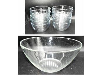 Set Of 10Small Glass Bowls & 1 Large Glass Bowl