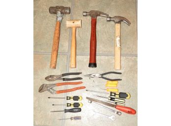 Assorted Lot Of Tools - Hammers, Wrenches & Screwdrivers