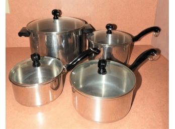 Farberware Set Of 4 Stainless Steel Pots With Lids
