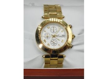Handsome Klaus-kobec Couture Sports Water Resistant Gold-tone Watch With Original Box