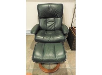 'stressless' Leather Reclining & Swivel Chair With Hassock