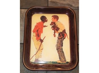 Norman Rockwell 'two Boys With Hound Dogs' Metal Tray