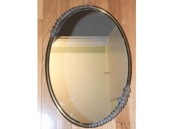 Oval Brass Leaf Wall Mirror