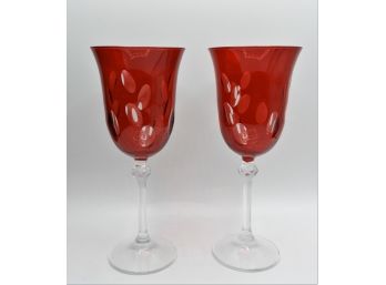 Set Of 2 Crystal Red Wine Glasses