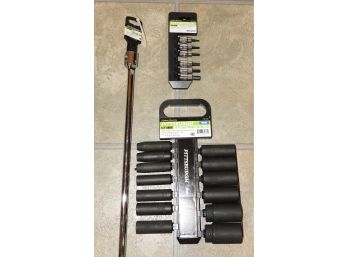 Assorted Set Of 3 Pittsburg Tools - Breaker Bar & 2 Socket Sets