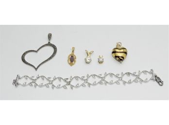 Assorted Set Of 5 Costume Pendants & 1 Bracelet