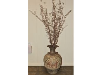 Decorative Elephant Floor Vase With Artificial Branches