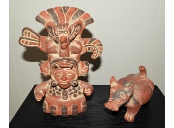Set Of 2 Mayan Figurines