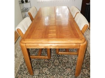 Wood Dining Table With 1 Leaf & 4 Chairs