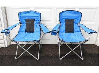 Alpine Design Oversized Mesh Set Of 2 Blue Folding Arm Chairs With Carry Bags
