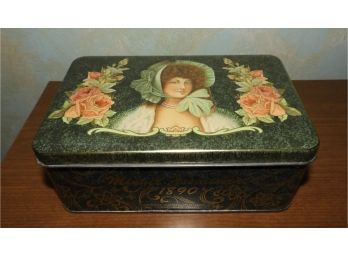 COLLECTIBLE 1890 MADISON CONFECTIONERY MINUET VINTAGE COOKIE TIN BOX / CAN BOX