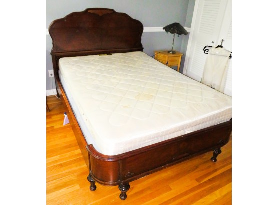 Full Size Ornate Carved Wooden Bed Frame W/. Headboard