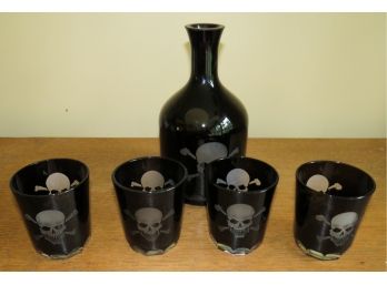 Two's Company Pirate Jug W/ 4 Glass Matching Cups