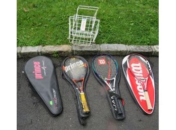 4 Tennis Rackets W/ Case 3 Wilson Rackets  1 Prince Racket