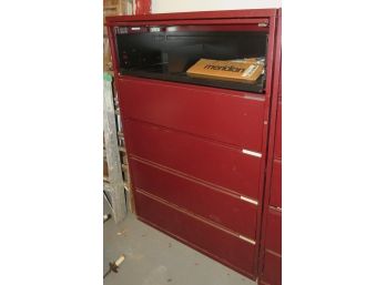 Meridian Burgundy 5 Drawer Lateral File Cabinet - Length: 20' Height: 65' Depth: 18'