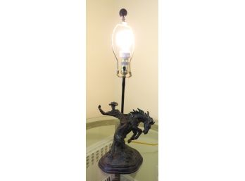 Remington Bronze Cheyenne Horse Lamp W/out Lens Shade - Tested - L9' X H26' X D8'