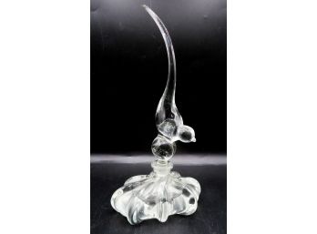 Vintage Gunderson Pairpoint Crystal Glass Perfume Bottle W/ Bird Stopper