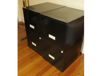 Lot Of 2 Metal File Cabinets W/ 2 Drawers - L14' X H25' X D18'